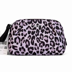 Kate Spade Purple and Black Leopard Print Cosmetic Bag NWT RETAIL $89+